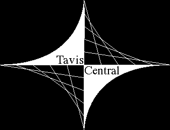 Tavis Central logo, four-pointed star with alternate white filled, and black-with-white-structural-lines quarters.